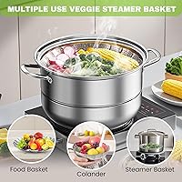 Vista 6 de Cesta de vapor de acero inoxidable, accesorios para ollas instantáneas para alimentos y verduras, cesta de vapor expandible prémium para adaptarse a