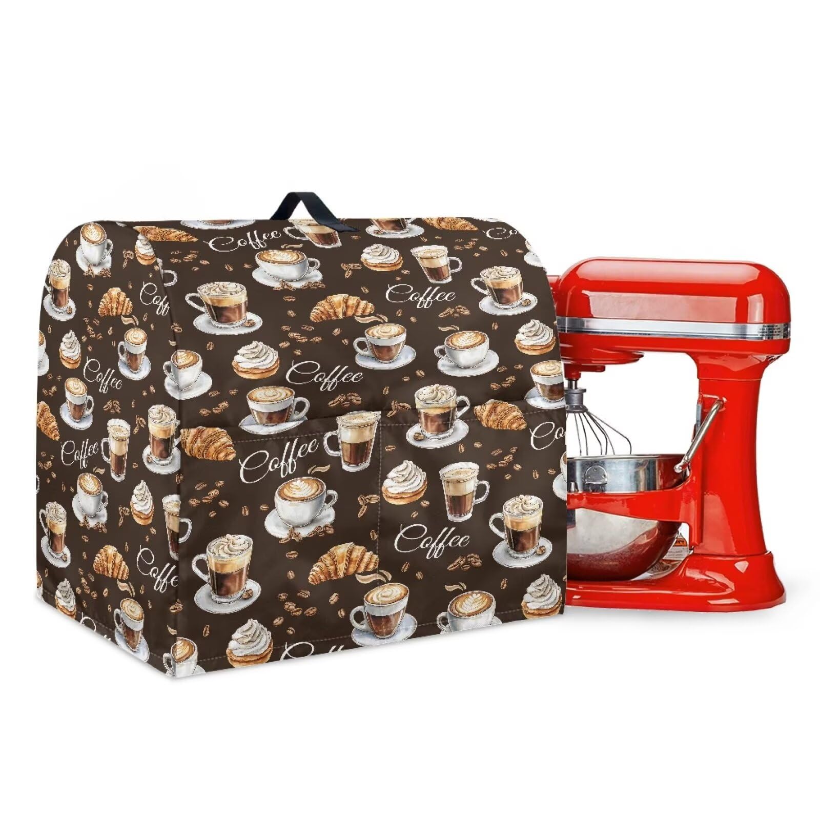 Talayituse Coffee Bread Cake Print Stand Mixer Covers Kitchen Aid Mixer Cover Dust Cover with Pockets and Handle, Washable Mixer Covers Small Appliance Cover Kitchen Accessories, Small