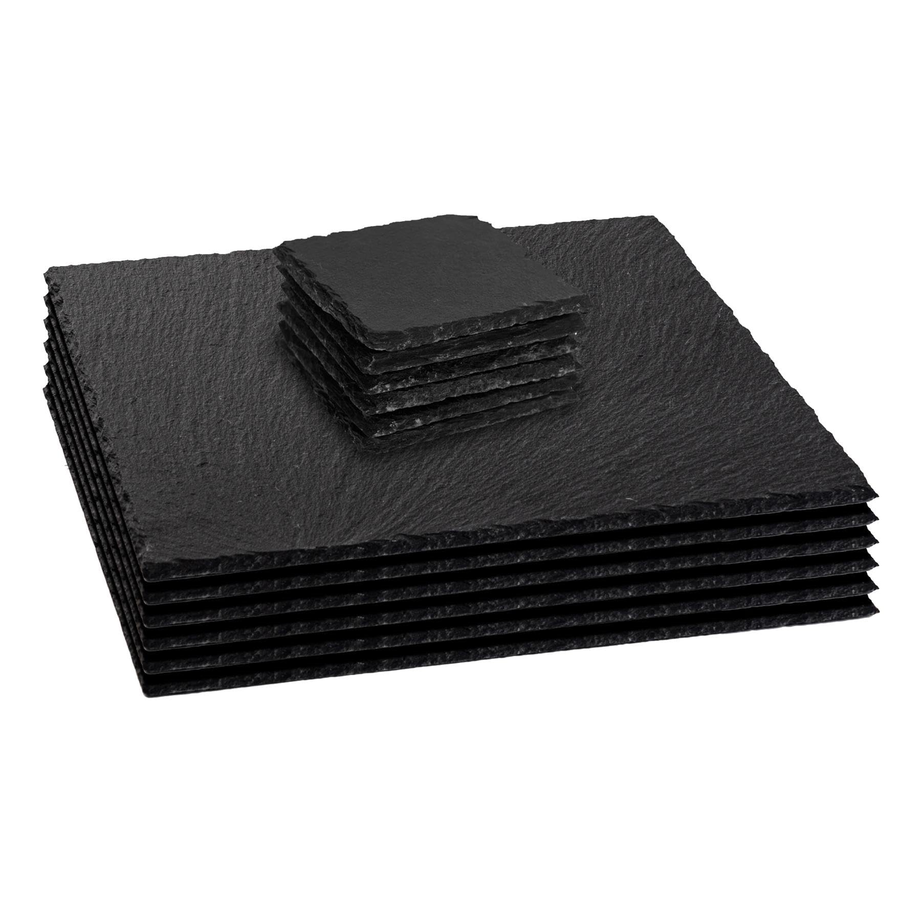 Argon Tableware 12 Piece Square Slate Placemats & Coasters Set from B&Q