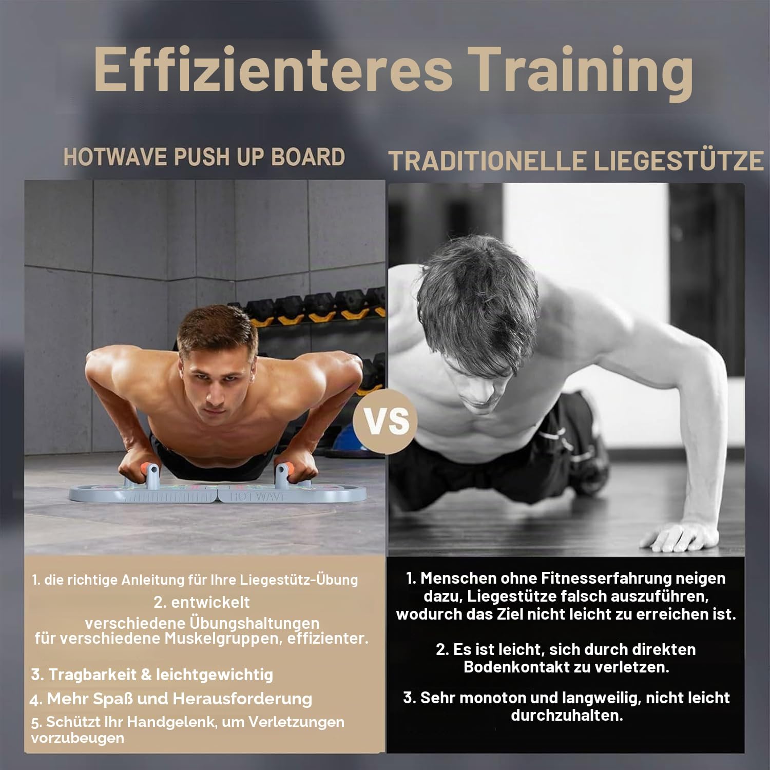 HOTWAVE Tragbares Trainingsgerät mit 16 Fitness-Zubehörteilen. 20-in-1 Liegestützbrett, Widerstandsbänder mit Bauch-Roller, Ganzkörpertraining zu Hause