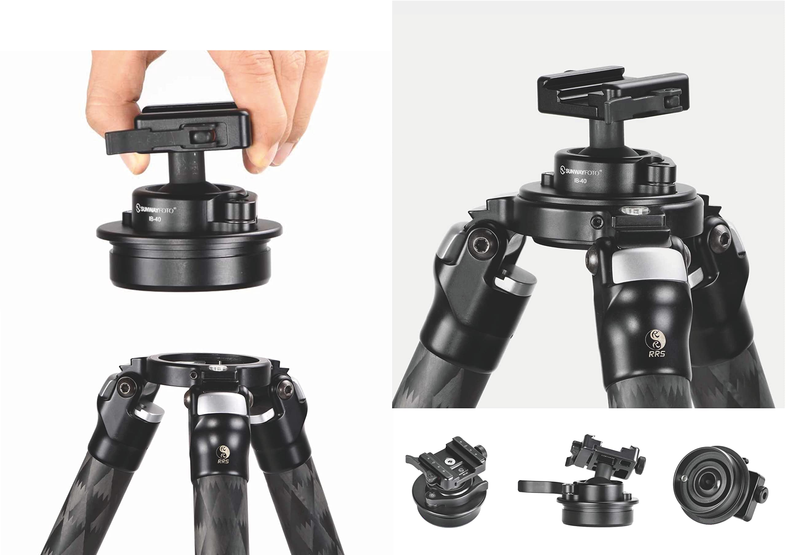 SunwayFoto Testa a sfera invertita a basso profilo IB-40 con morsetto SDC-50 Duo-Lever