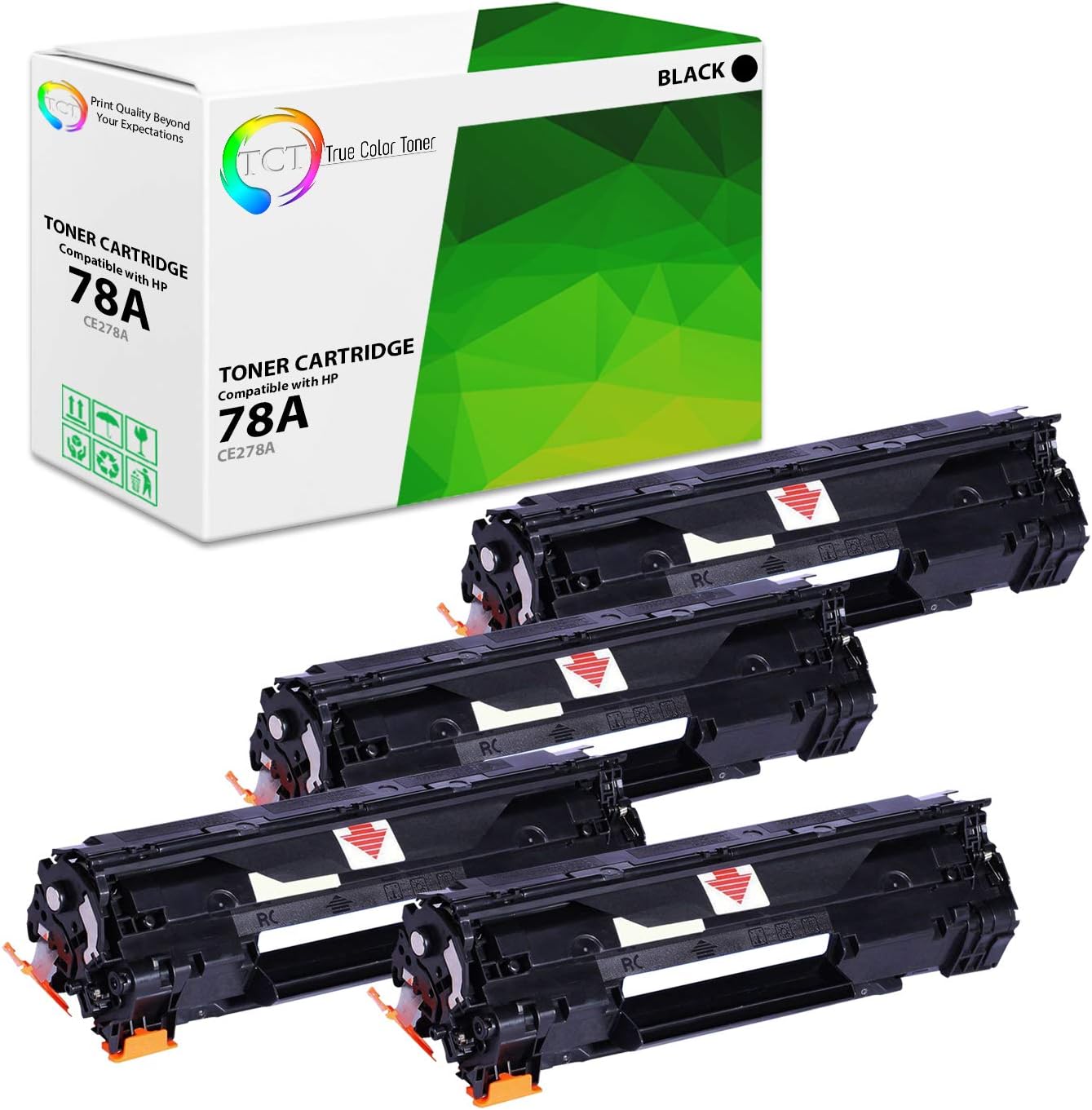 TCT 78A Toner Cartridge 4 Pack - Compatible Replacement for HP 78A CE278A Black Works with HP LaserJet M1536 MFP M1536DNF, P1560 P1566 P1606 P1606DN Printers (2,100 Pages)
