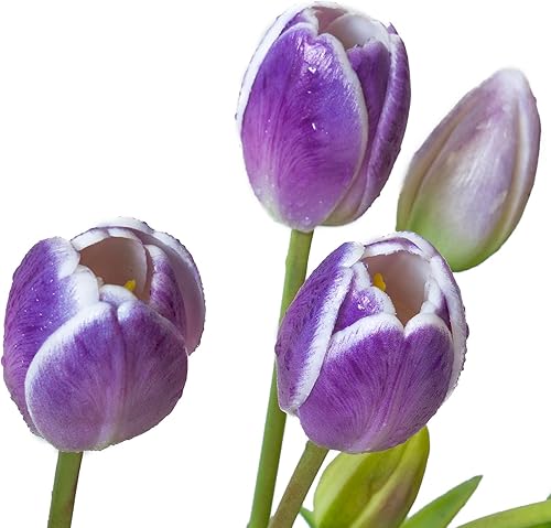 Miniatura 19 de 15 flores de tulipanes artificiales, ramo de látex de tacto real, tulipanes falsos para oficina, boda, fiesta, hogar, cocina, jardín