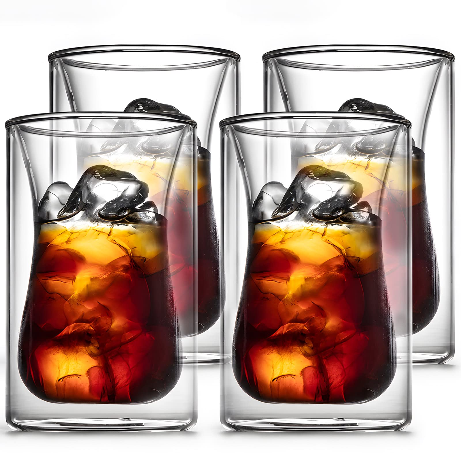 YYTurkish Tea Cups 120ml Set of 4 Double Wall Clear Glass Cups, Small Turkish Coffee Cup Cafe Latte Espresso or Cappuccino Beverages Cup Set…