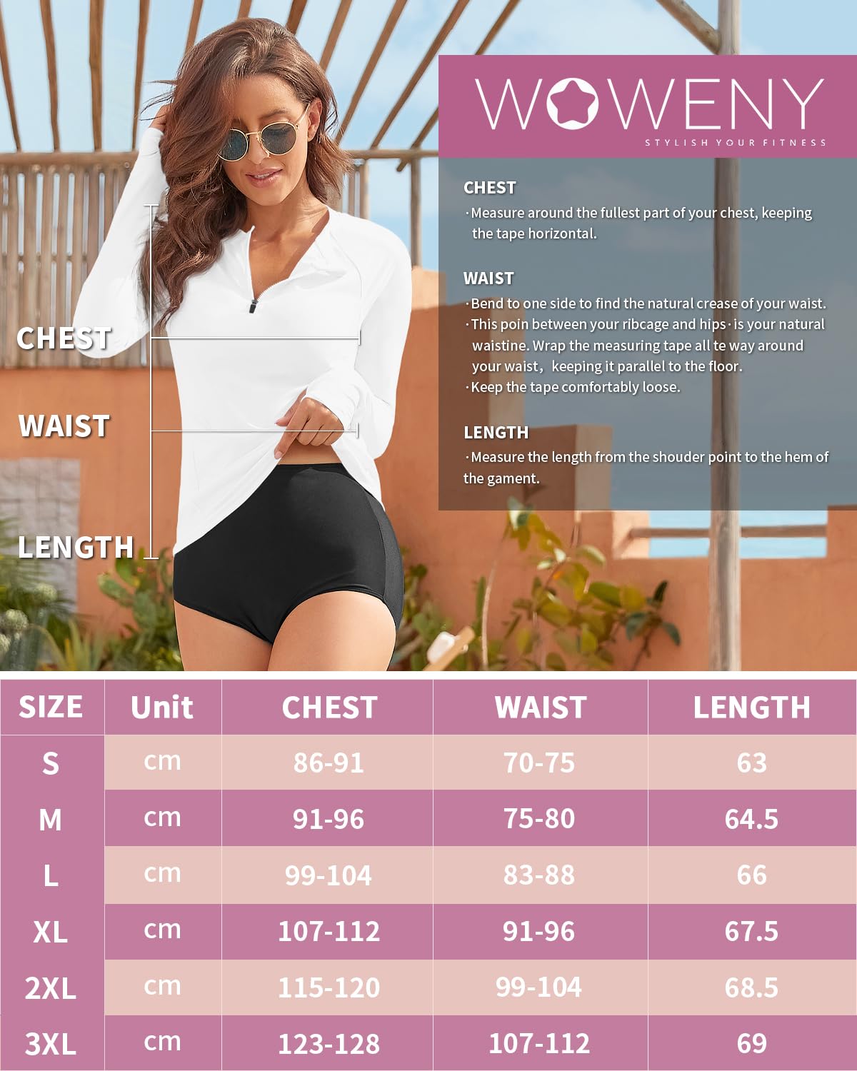 WOWENY Camiseta de Manga Larga con protección UV Rashguard para Mujer Camiseta de natación UPF 50+ para Agua Playa Surf Natación Secado rápido