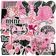 Y2K Pink Black Iron On Patches 27Pcs Cute Aesthetic Embroidered Applique for Clothing Jackets Jeans Backpacks Hats DIY Craft,Trendy Music Sew On Patches for Dance Costume & Personalized Style
