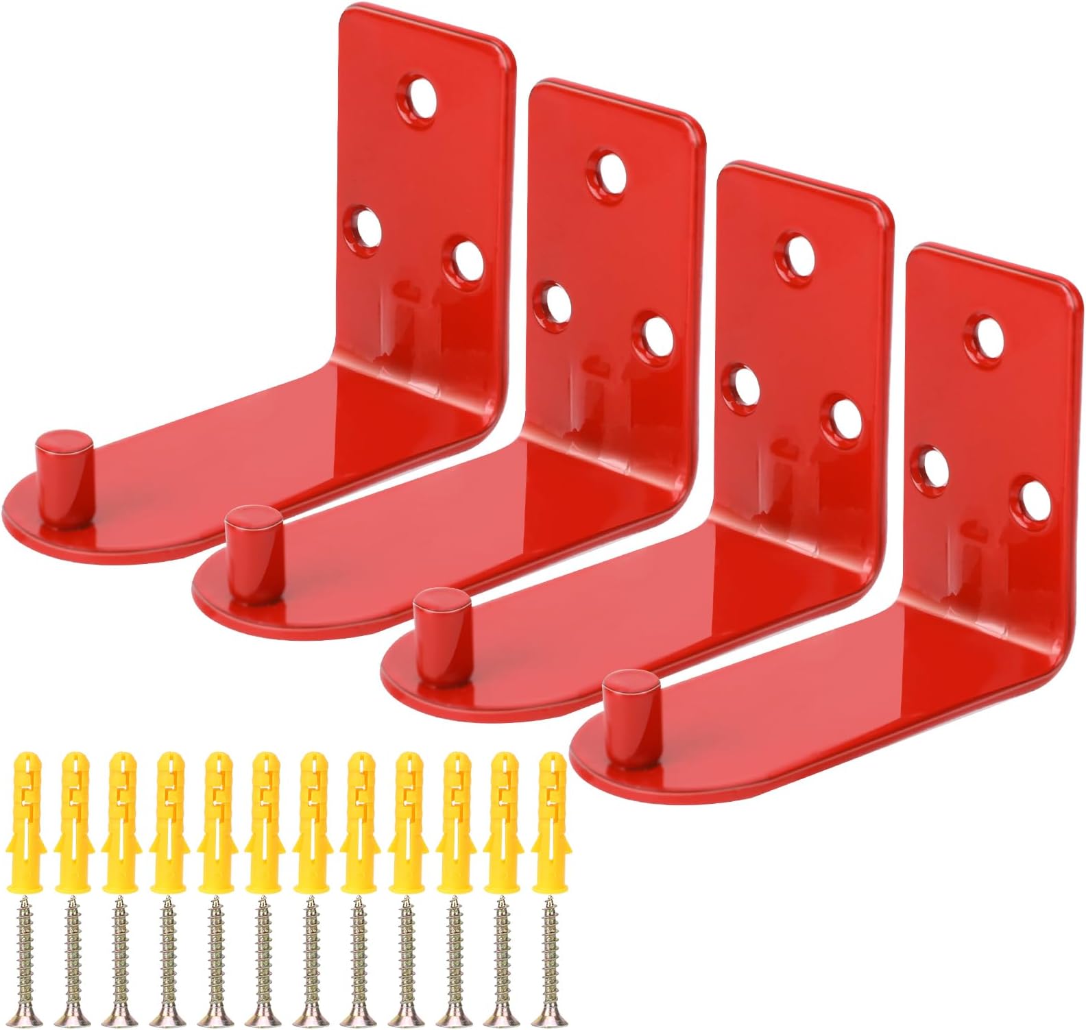 Fire Extinguisher Holder, 4 x Fire Extinguisher Holder, Wall Hook for Fire Extinguishers, Universal Fire Extinguisher Holder for Fire Extinguishers Up to 9 kg, Suitable for Schools, Offices (Red)