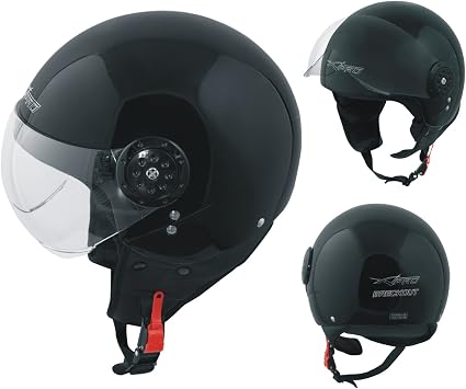 Scooter Moto Casco Jet Demi Omologato ECE 22-05 Visiera Avio Nero XS :  Amazon.it: Auto e Moto