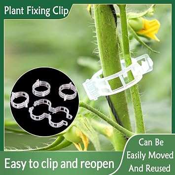 Plant Clips, 100Pcs Plant Support Clips for Climbing Plants, Tomato Plant Support, Plant Clips for Climbing Plants, Vine Clips Flower Stem Clips for Fixing Tomatoes, Vegetables, Cucumbers - White