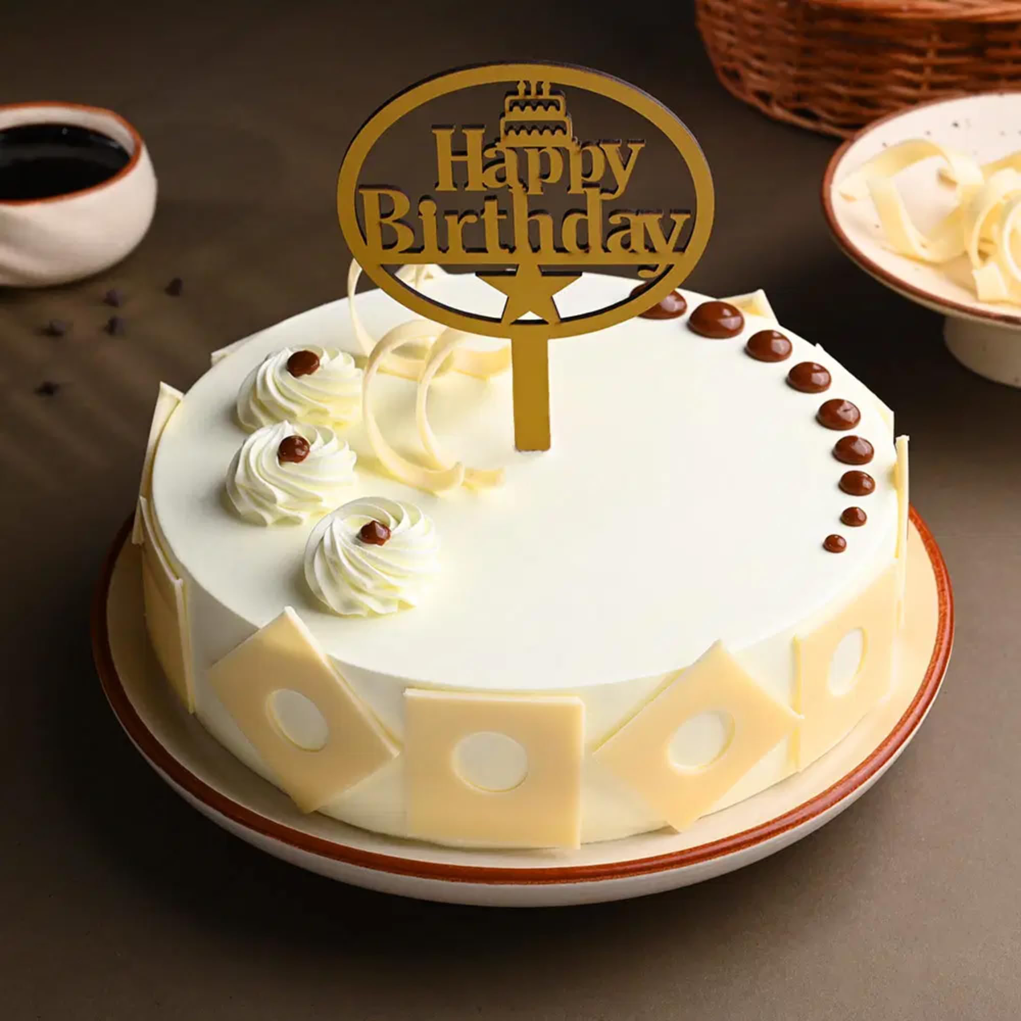 Bakingo 4Kg Delicious Silky Smooth Fresh Delightful Butterscotch Birthday Cake With Topper For Boyfriend, Girlfriend, Husband, Wife, Mom, Dad, Friend, Colleague (Same Day Delivery)-image-9