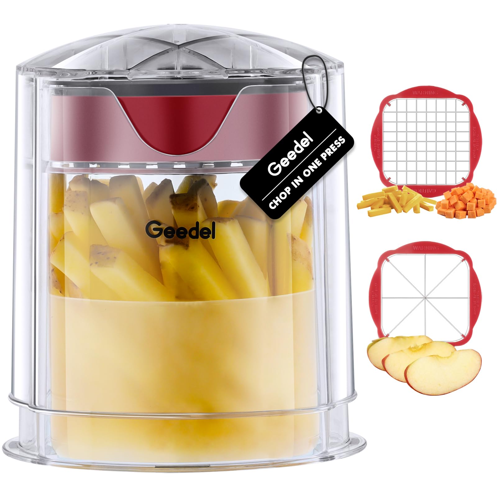 French Fry Cutter, Professional Home Style Onion Chopper, Vegetable Chopper Dicer Manual, Easy to Clean Potato Cutter, Ultra Sharp Blades Fry Cutter Apple Slicer, 2 BladesGlobal Recycled StandardGlobal Recycled StandardGlobal Recycled Standard