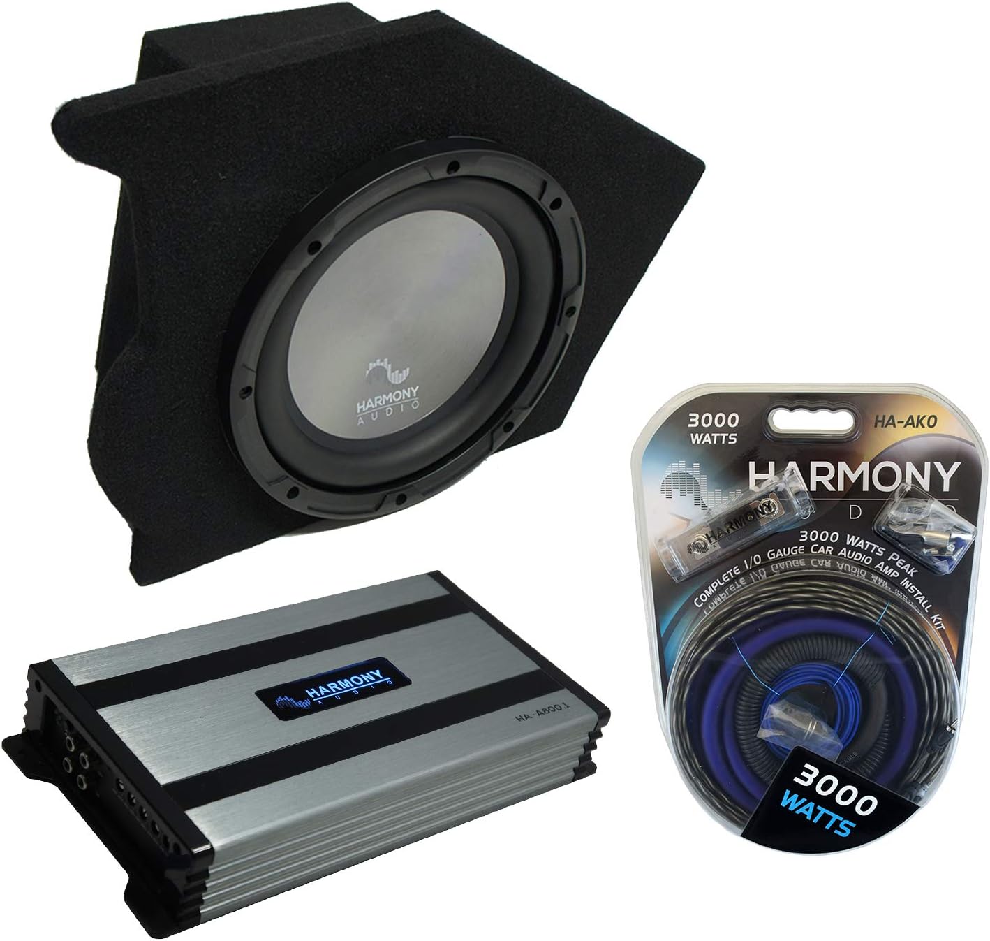 Harmony Audio Compatible with 1993-2002 Chevy Camaro Coupe Driver Side 10" Harmony Bundle A102 Sub Box & HA-A800.1