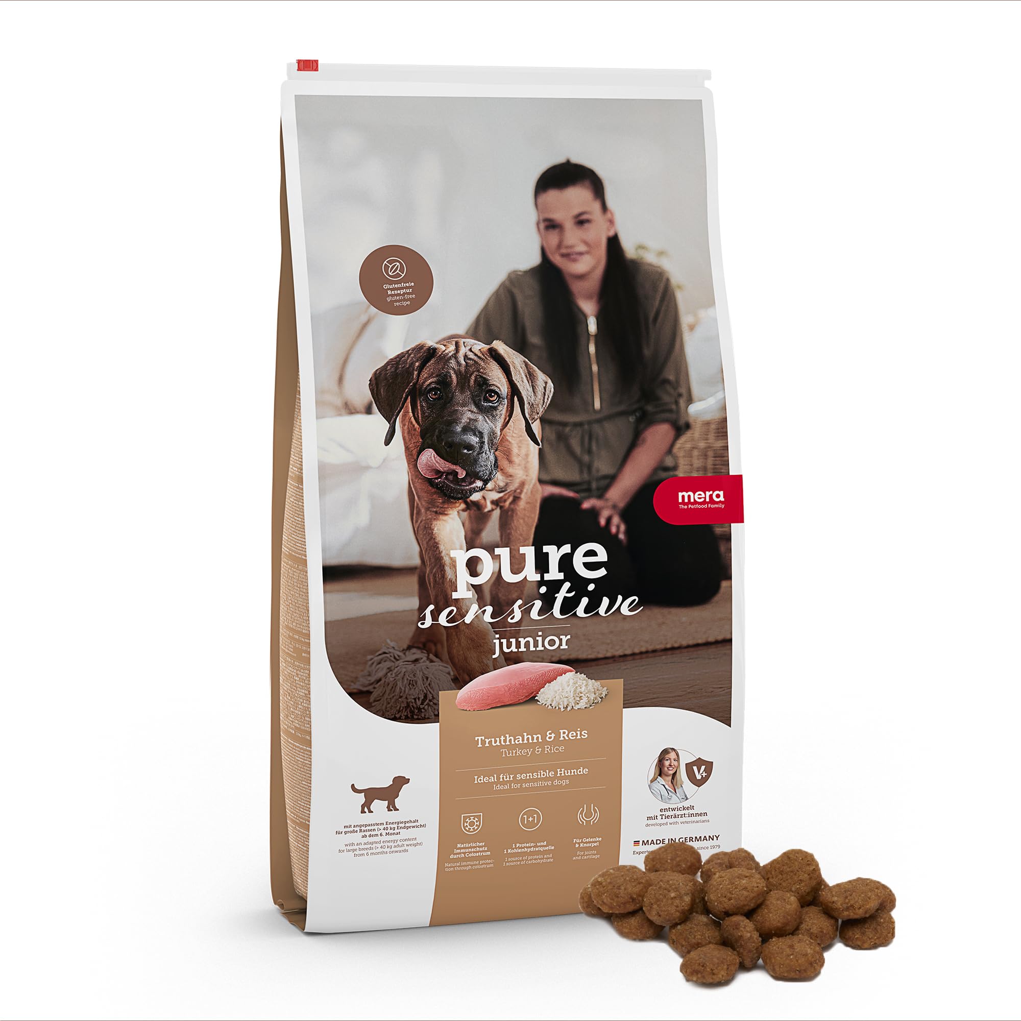 MERA pure sensitive Junior Turkey and Rice Puppy Food, Dry Food for the Daily Nutrition of Nutritionally Sensitive Puppies