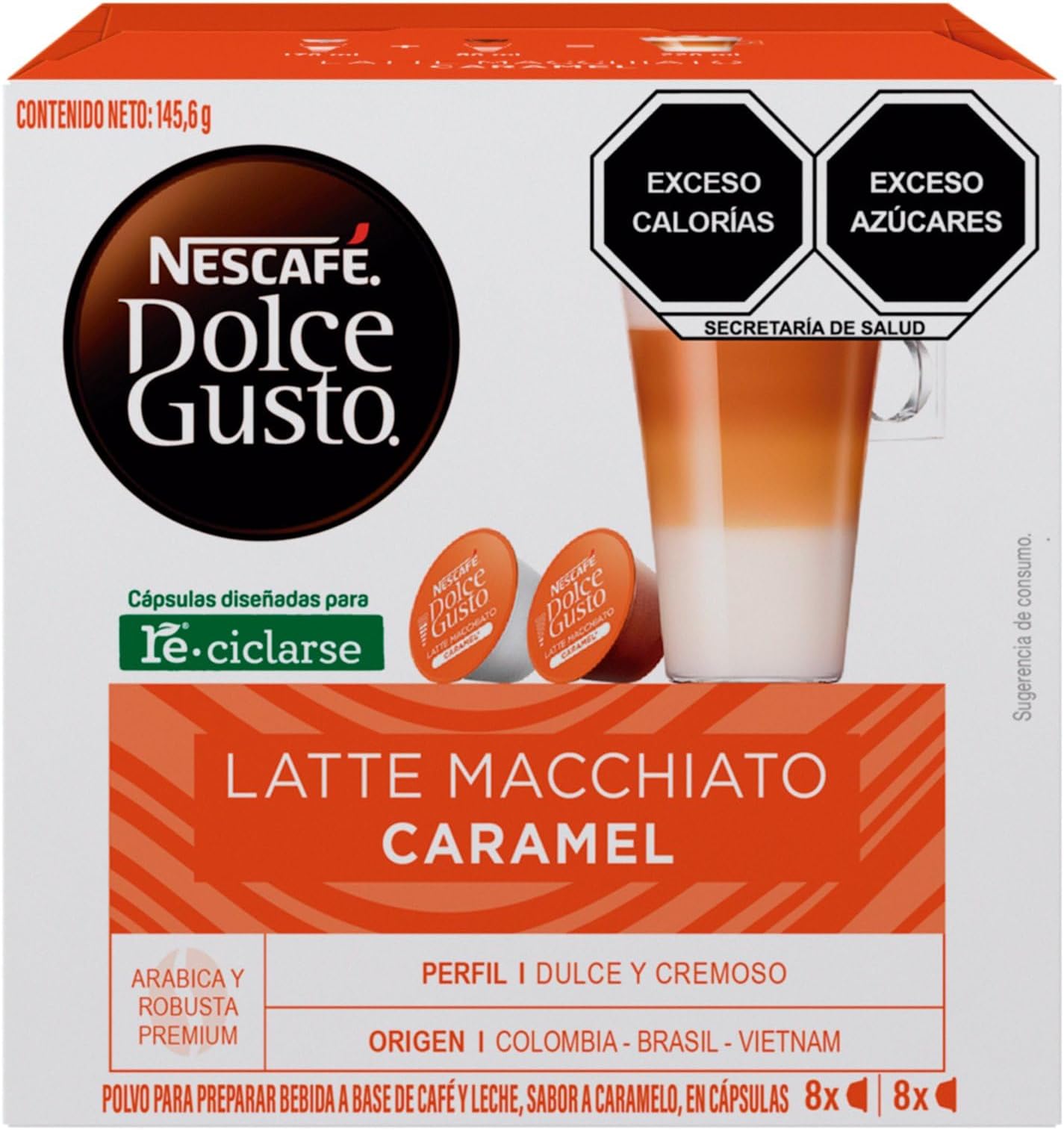 Nescafe Dolce Gusto Coffee Capsules, Caramel Latte Macchiato 48 Single Serve Pods, (Makes 24 Specialty Cups) 48 Count