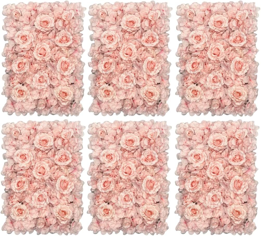 Flower Panels for Flower Wall (6 Pack) 24 Inch by 16 Inch Each | Flower Wall, Backdrop, Weddings, Event Decor, and Bridal & Baby Shower (Gradient Pink)