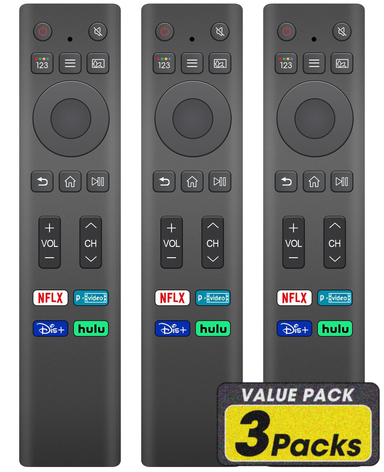 3 Pack Replacement for Samsung TV Remote, Universal for All 2019-2025 Samsung Remote Control for Smart TV (NO Voice Function)