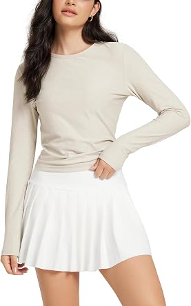 ODODOS Womens Long Sleeve Performance T-Shirts - Ultra Soft odSTRATUM Tech Crew Neck Tee UPF 50+ Essential Crop Top