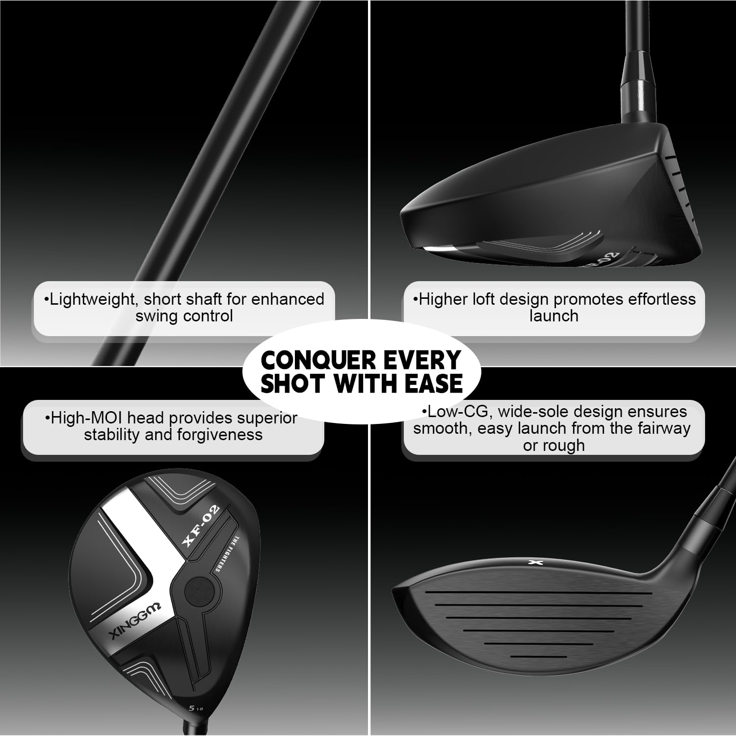 XF02 Golfschläger Fairway-Holz, Premium-Golfschläger 3 Holz/5 Holz RH, High-MOI & Low CG Sohle, meistern Sie das Fairway-Holz mit Leichtigkeit