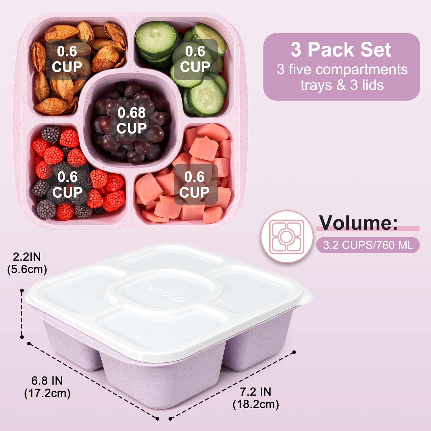 Caperci 5-Pack Lunchable Container Set for Kids & Adults image 4
