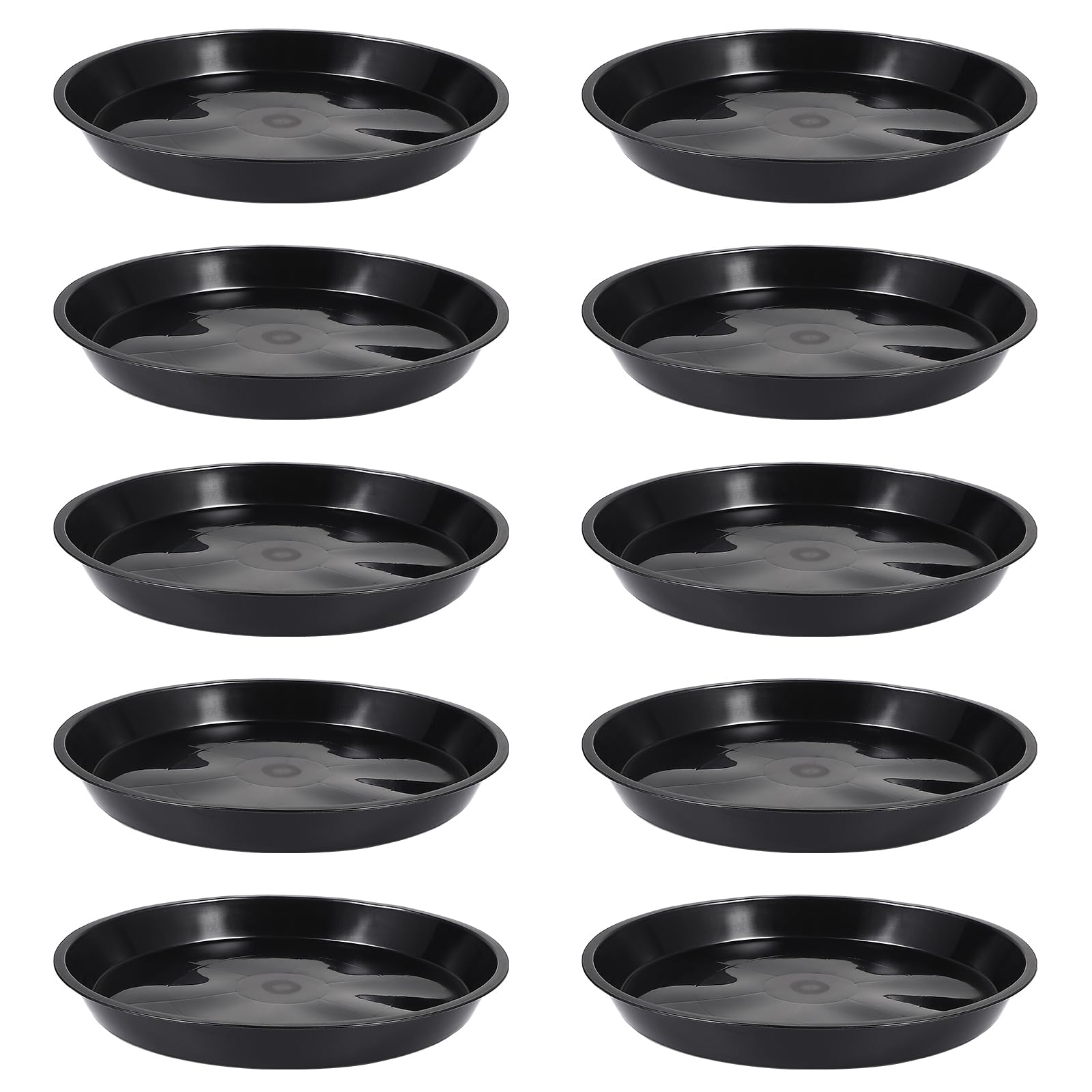 Lot De 10 Soucoupes Rondes Noires 30,5 Cm - Plateaux Pour Pots De Fleurs En Plastique Épais Intérieur Extérieur