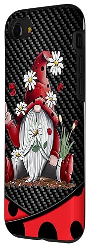Miniatura 2 de iPhone SE (2020)  7  8 Gnomo hippie de margarita de gnomo, diseño de mariquitas, color rojo