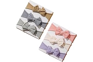Preemie Bows for Newborn Baby Girl, 6PCS Super Soft Stretch Nylon Headbands...