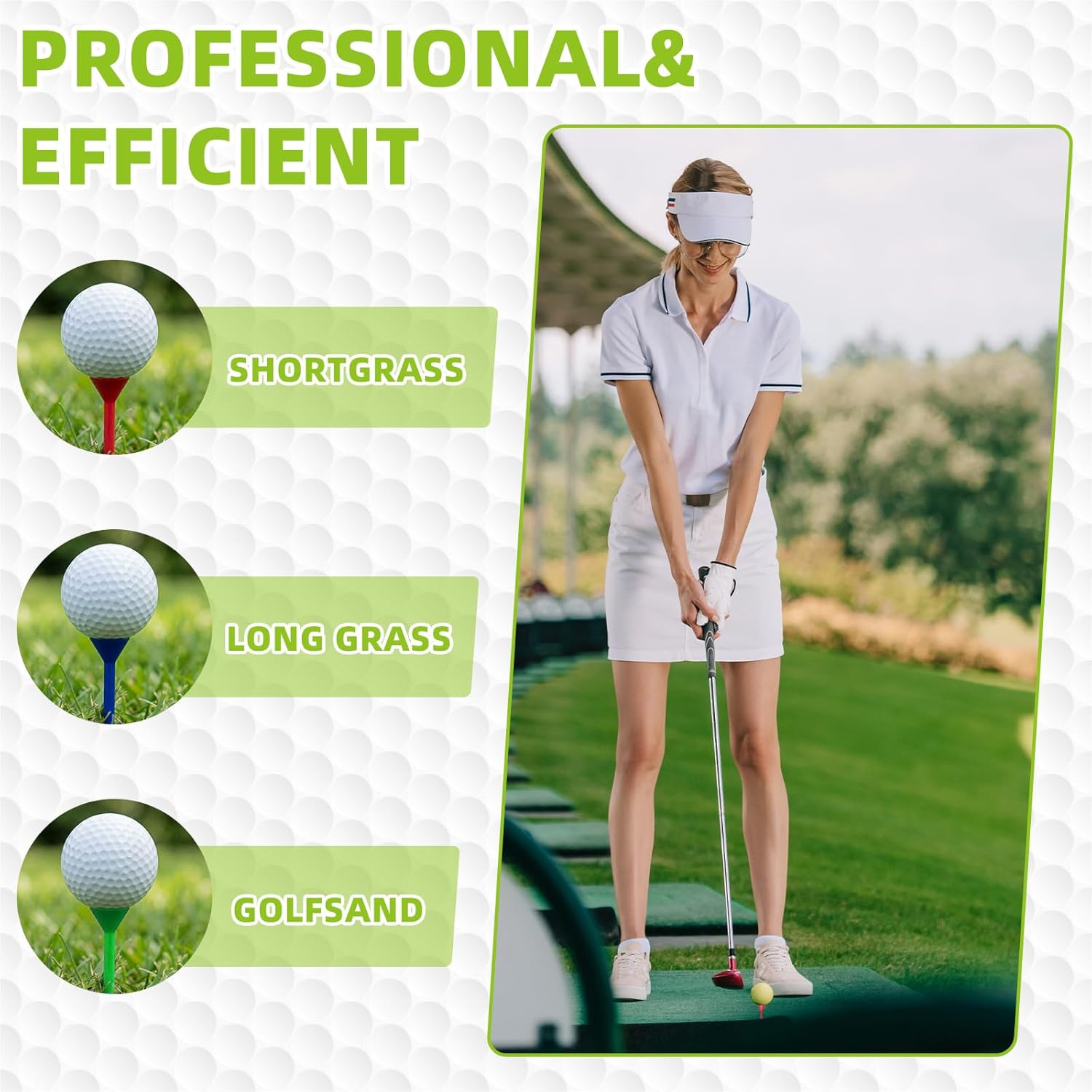 320 Pcs 3-1/4" Plastic Golf Tees with Large Cup, Golf Accessories Gifts for Men, Unbreakable Low Friction & Low Spin Long Tees for Improved Driving Distance and Accuracy