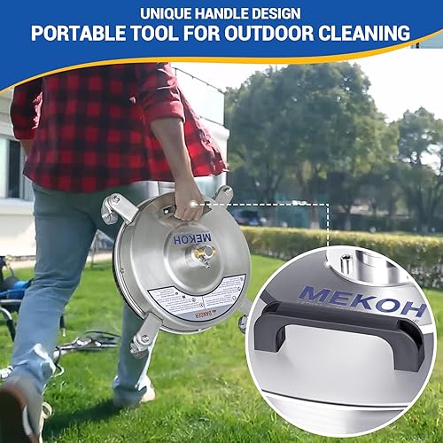 Miniatura 6 de MEKOH Limpiador de Superficies de Lavadora a Presión de 14 Pulgadas 4500PSI, Accesorio de Lavadora Eléctrica con 4 Ruedas de Acero Inoxidable para