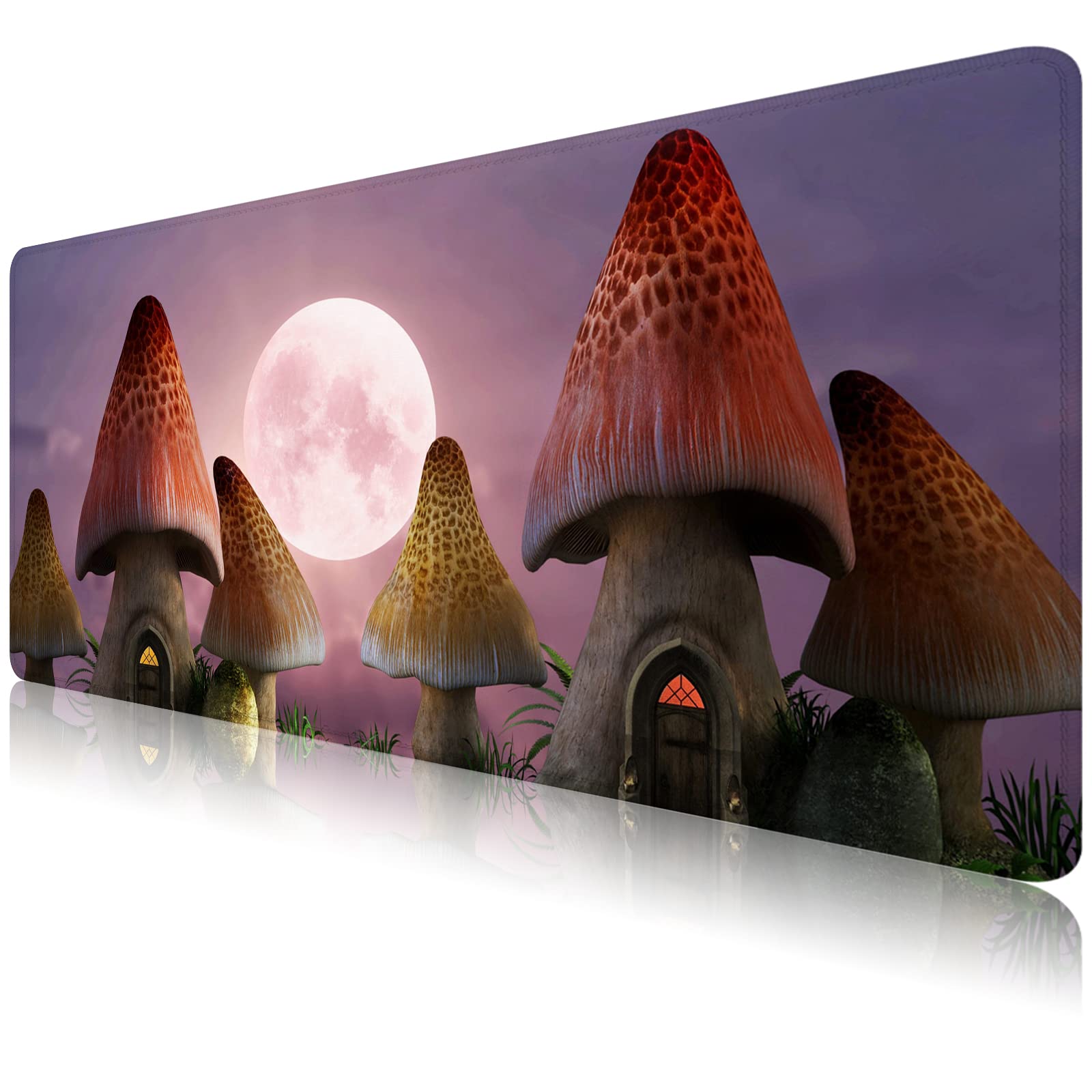Alfombrilla de mouse grande para juegos XXL con diseño personalizado para laptop, computadora PC (hongo - 35 x 15.7 x 0.1 pulgadas) (hongo - 3)