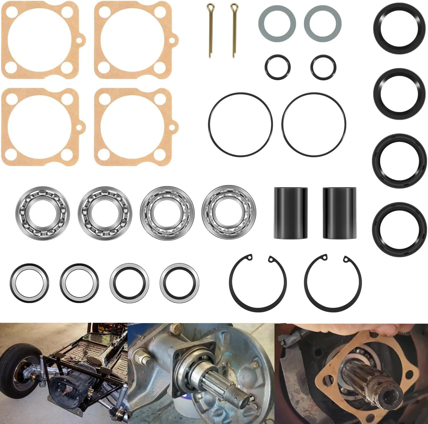 mooncar Rear Axle Bearings Seals Kit Fit for Volkswagen Type 3 Squareback Fastback Notchback Beetle IRS Axles,for Vw Type 1 Bug Karmann GHIA