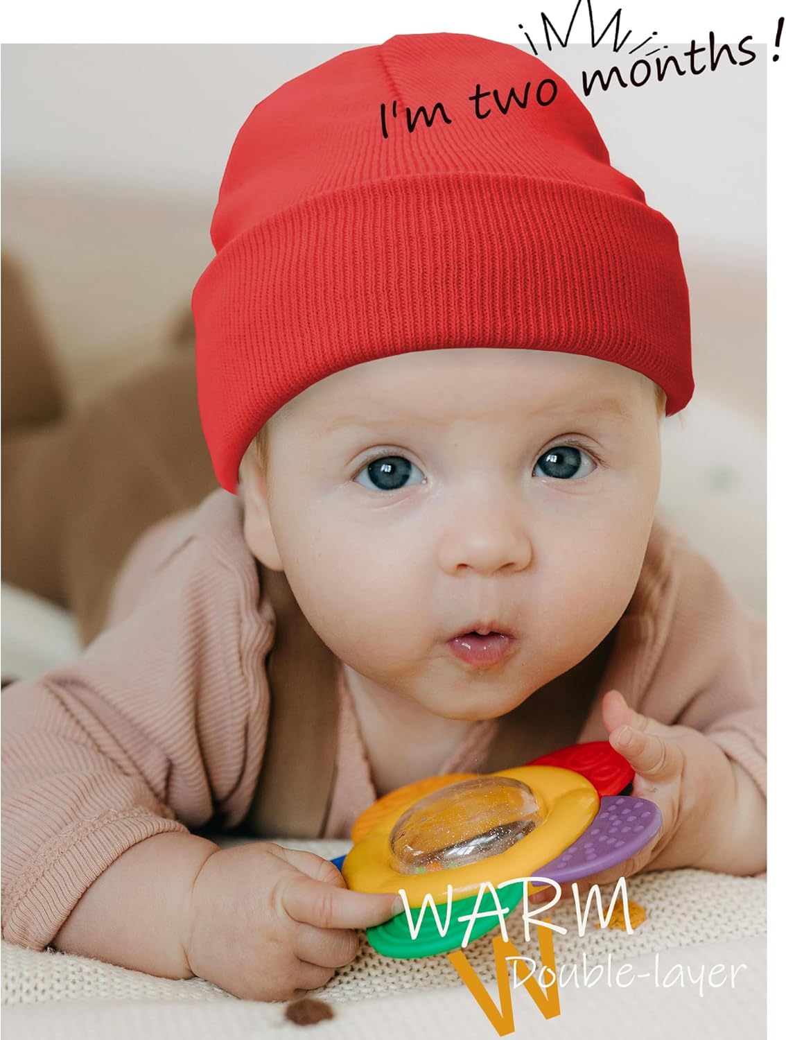 ROYBENS 100% Cotton Baby Beanie Cute Toddler Winter Hat Boys Girls Kids Soft Warm Knit Cuffed Caps Beanies for 0-8 Years - Image 3