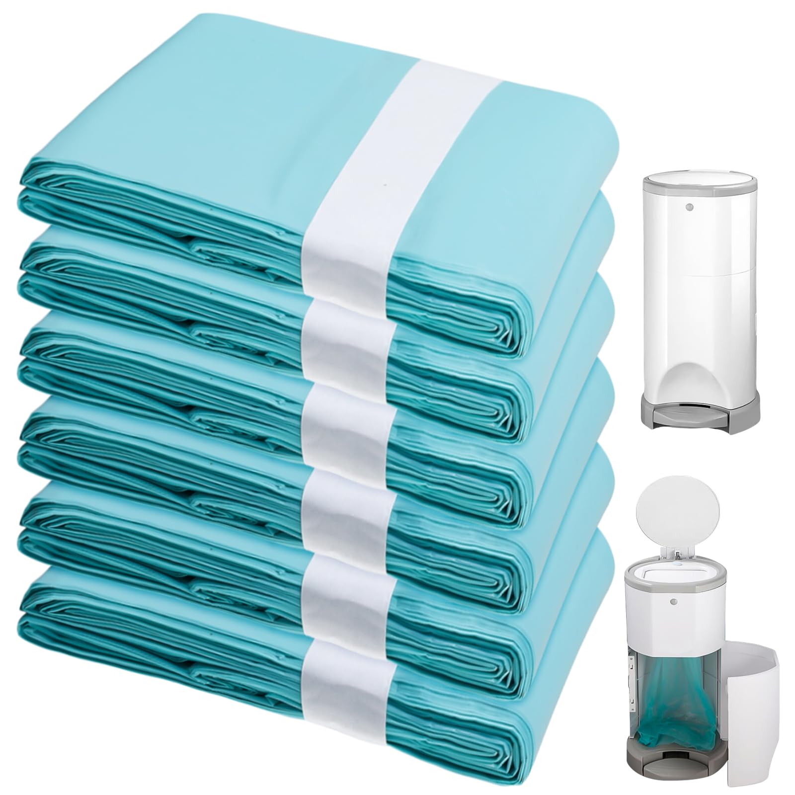6 sacchetti di ricarica per pannolini, compatibili con Korbell: 16 l, sacchetto di ricarica per pannolini, sacchetto per pannolini, inodore, blu