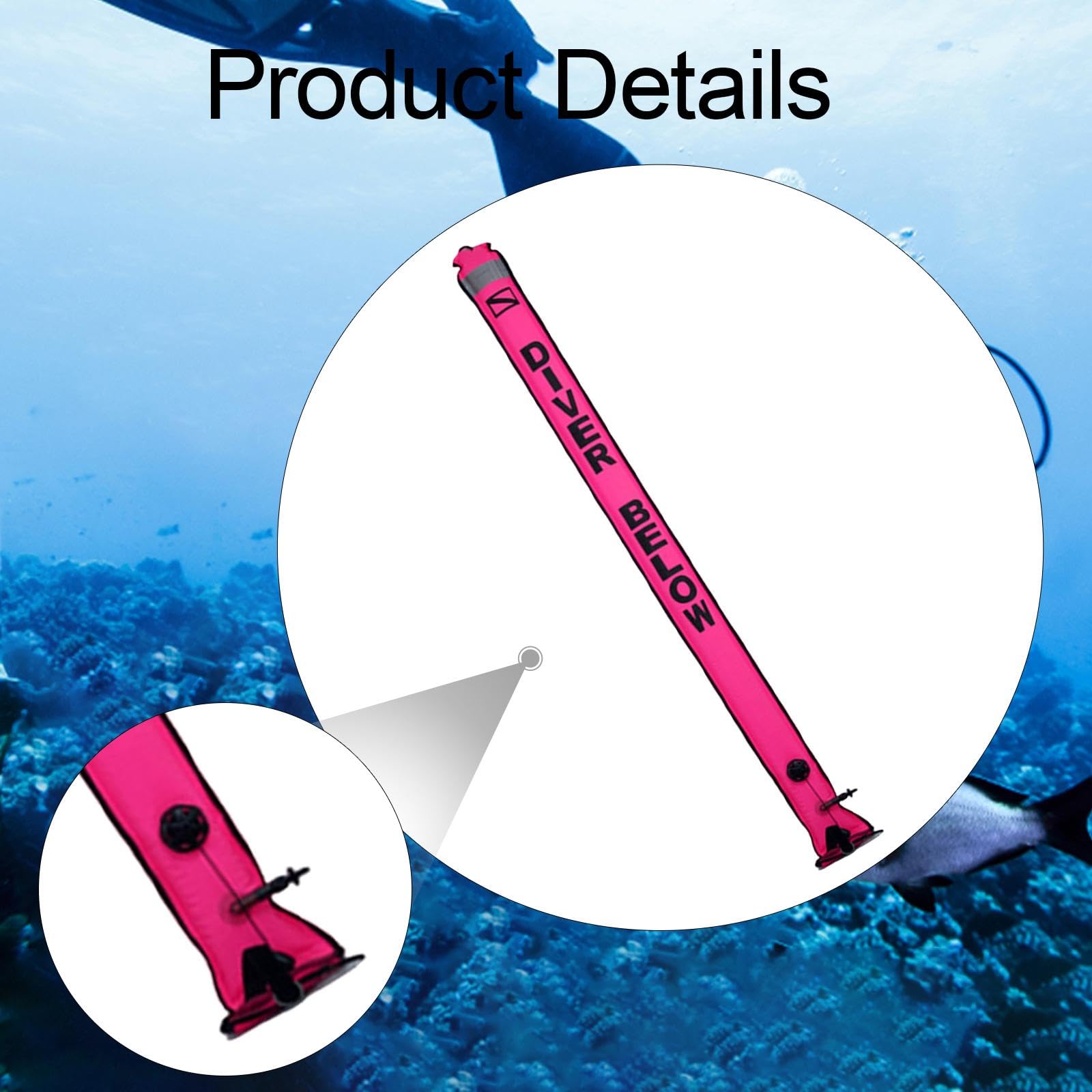 Bouée de Plongée Parachute de Signalisation Tube de Sécurité Marqueur Gonflable en Nylon avec Valve de Surpression Adaptée pour La Formation et L'Inst