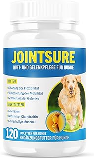 JOINTSURE Gelenktabletten Hund Premium Gelenk Kapseln, 120 Tabletten mit Glucosamin, Gelenkpulver & Grünlippmuscheln, für verbesserte Mobilität & Gelenkgesundheit bei Hunden product image