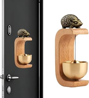 Brass Hedgehog Magnetic Hanging DoorBell Chime,Shopkeepers Bell,Door Opening C Shape Door Solid Wood Wind Chime for Refrigerator Room Garden Restaurant Housewarming