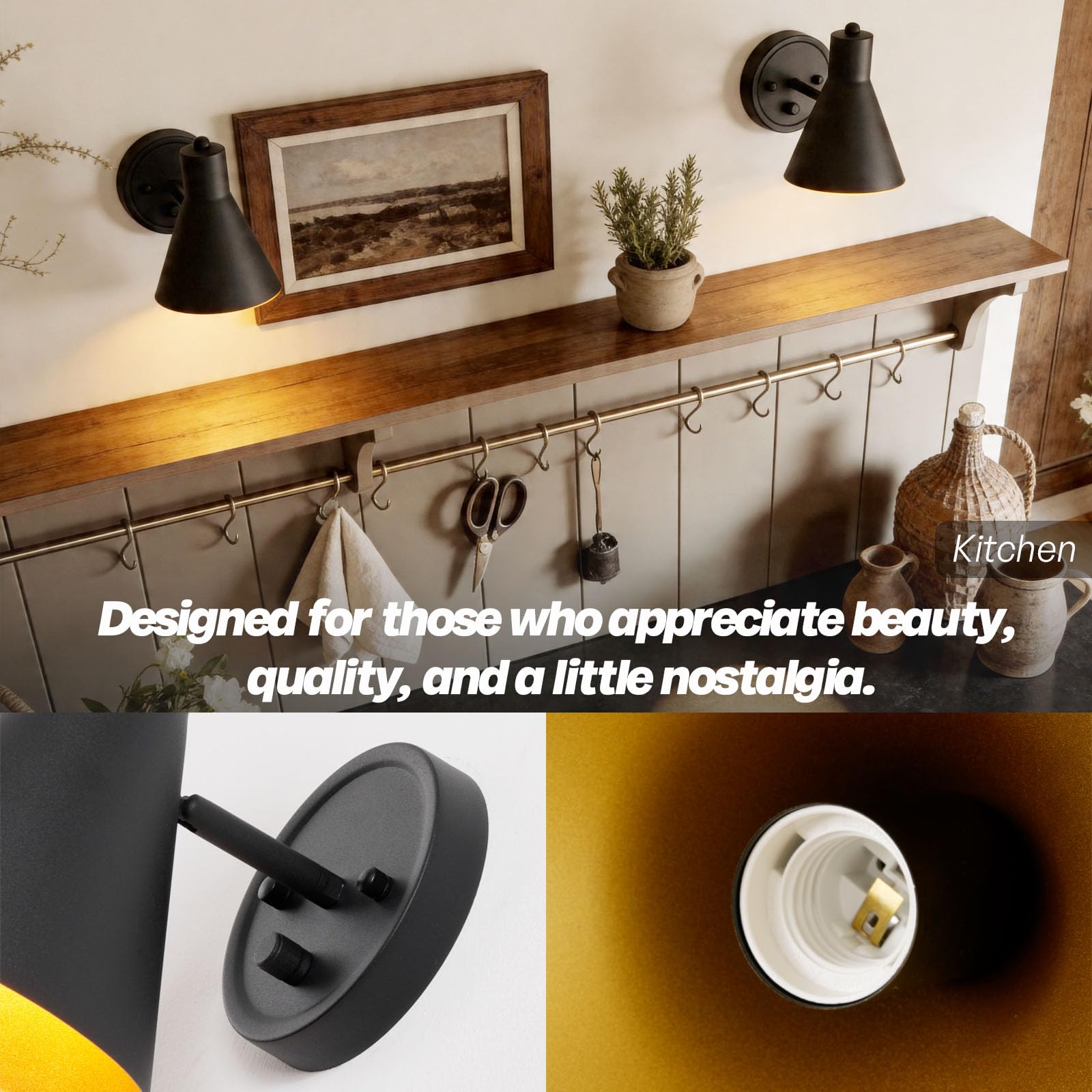 Teqinchy Wall Sconces Black Wall Sconce with Switch Bathroom