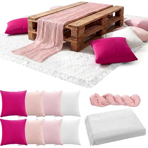 Moukeren 10 Pcs 71''x102'' Extra Large White Outdoor Boho Picnic