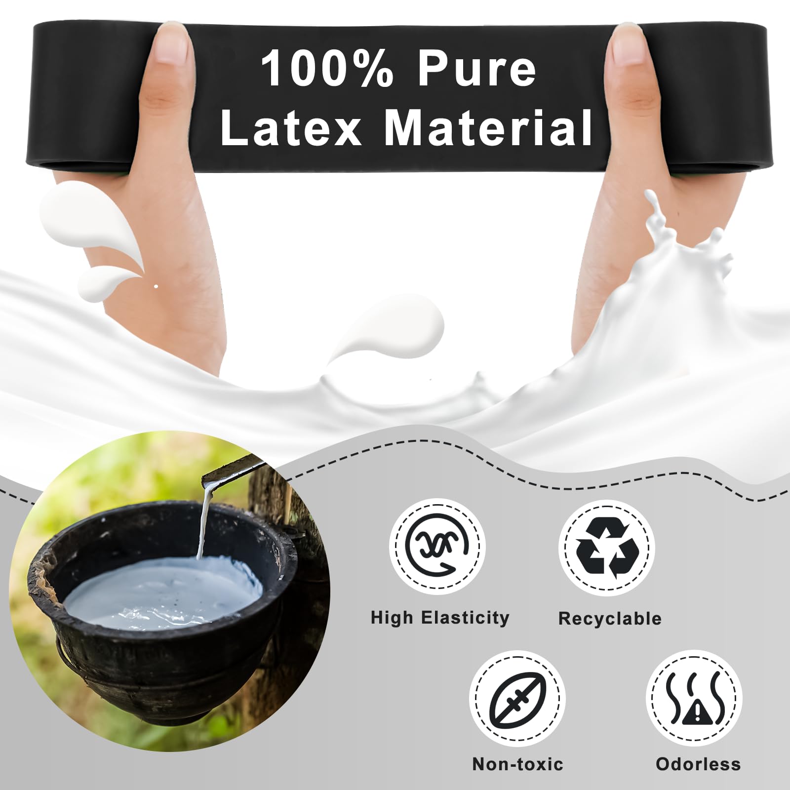 Elastici Fitness, 15-100LB Elastici Palestra, 100% Lattice Elastico Fitness, Elastico Palestra Pilates Yoga Powerlifting Crossfit Uomini Donne