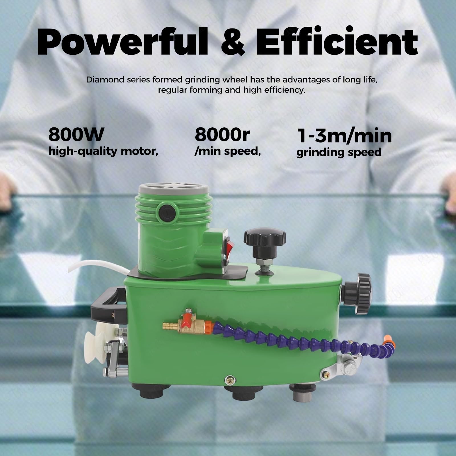 800W zestaw do polerowania krawędzi szkła, maszyna do wygładzania krawędzi szkła, 8000 rpm, Proste, okrągłe, szlifierka do krawędzi szkła do użytku domowego, do szkła, akrylu(Green-10pc)