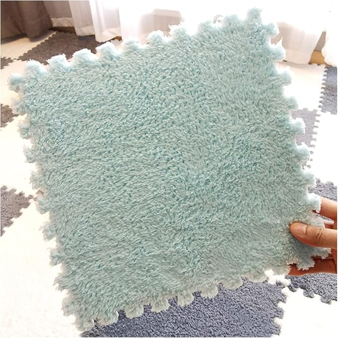 Plush Interlocking Foam Mat, Fluffy Carpet Tiles for