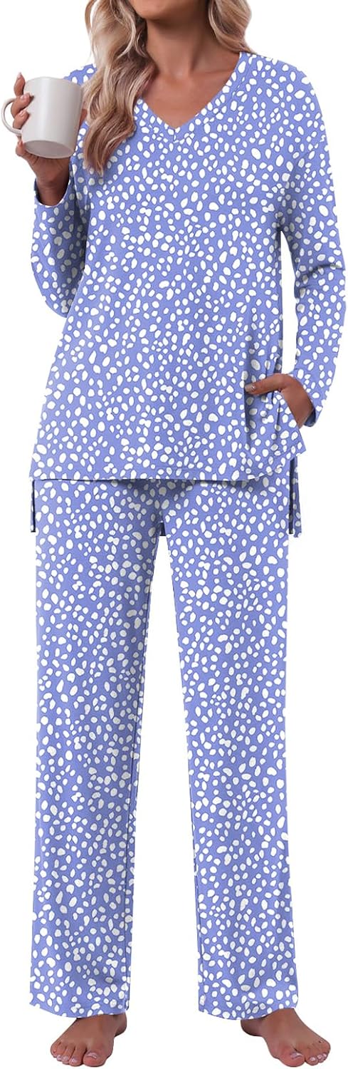 POPYOUNG Womens Pajama Sets 2 Piece Lounge Set Fall Pjs Postpartum Outfits