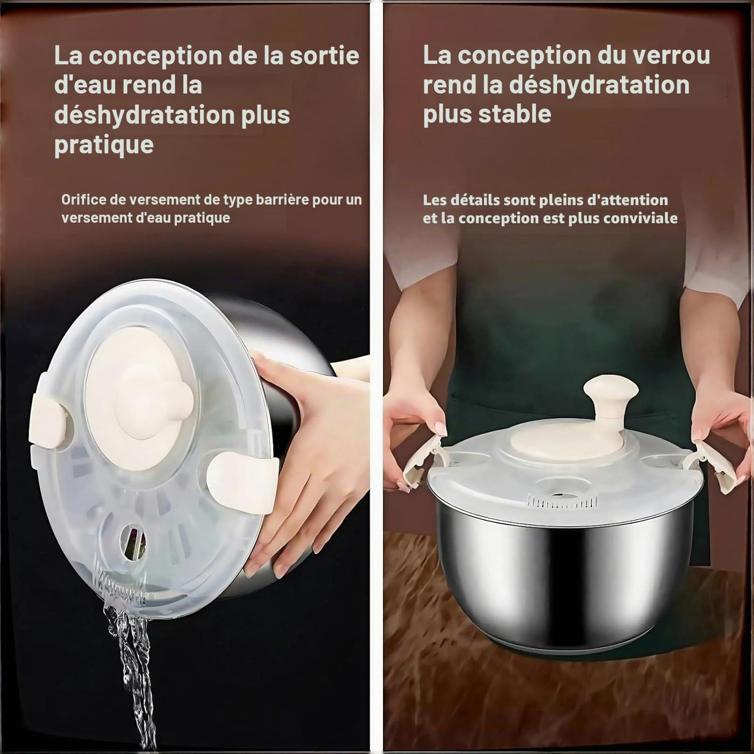 Générique Essoreuse à Salade INOX 6L – Essoreuse de Légumes, Lave-Fruits & Déshydrateur de Laitue, Meilleur Choix Manuel BPA-Free pour Cuisine Maison ou Commerciale,Stainless Steel 6L