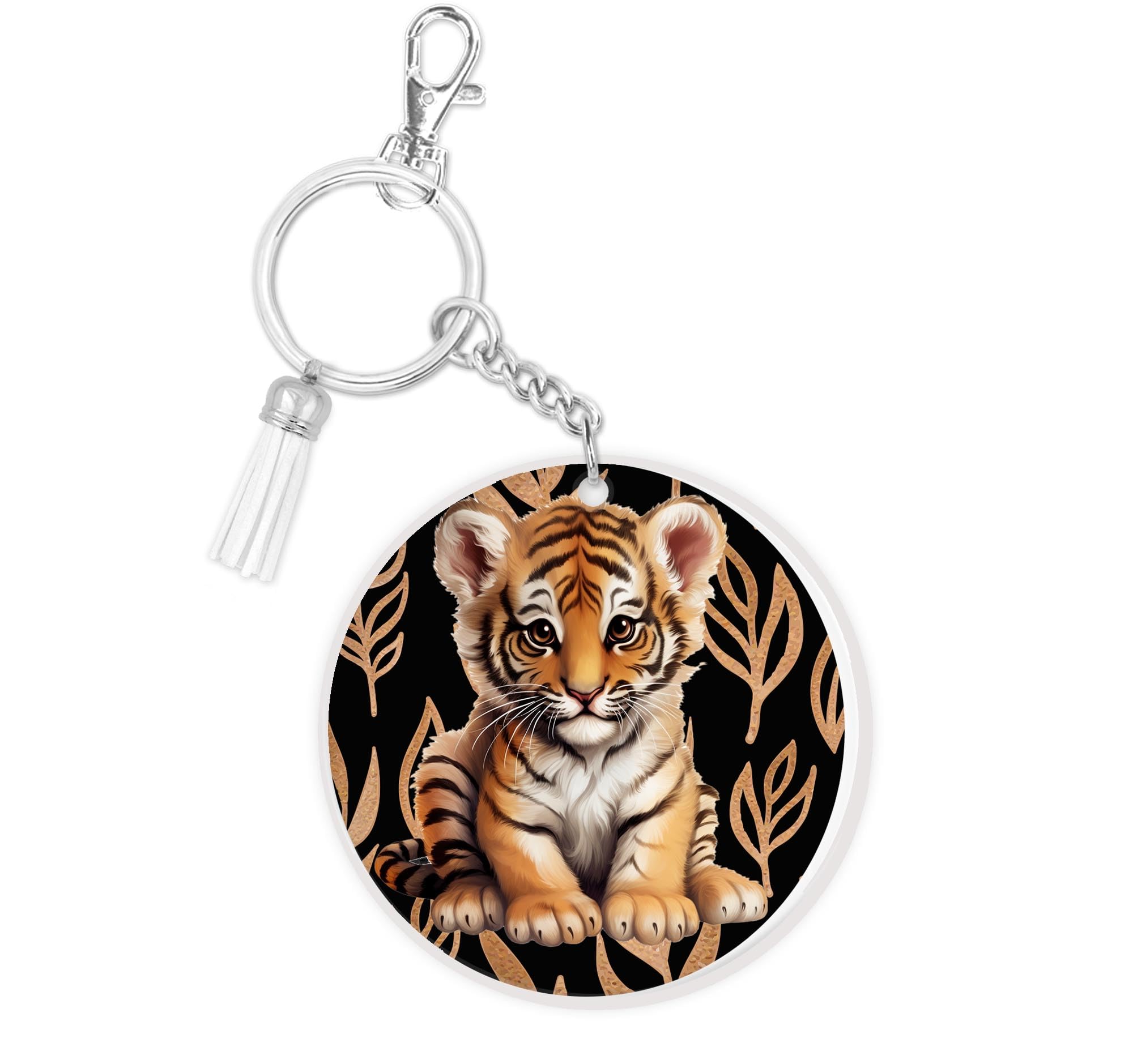 Gotham Decor Baby Tiger Safari Round Acrylic Keychain/Keyring/Deco Keychain/Tiger Keychain