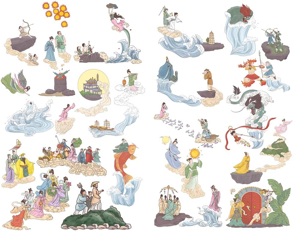 Seasonstorm Ancient Chinese Fairy Tales Kawaii Aesthetic Happy Planner Diary Journal Stationery Scrapbooking Stickers Travel Art Supplies (PK806)