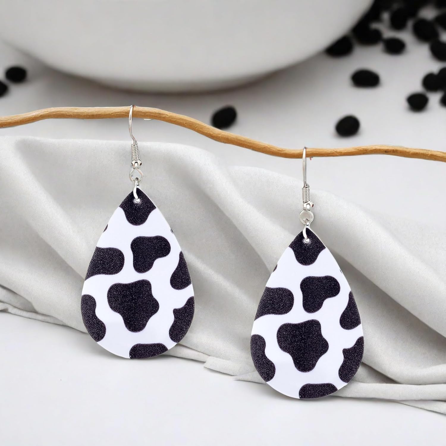 Cow Print Earrings for Women, Festive Dangle Black and White Earring, for Various Festivals Celebration Party, Trendy Cow Print Dangle Fun Hook, for Jewelry Outfits Accessories - Image 2