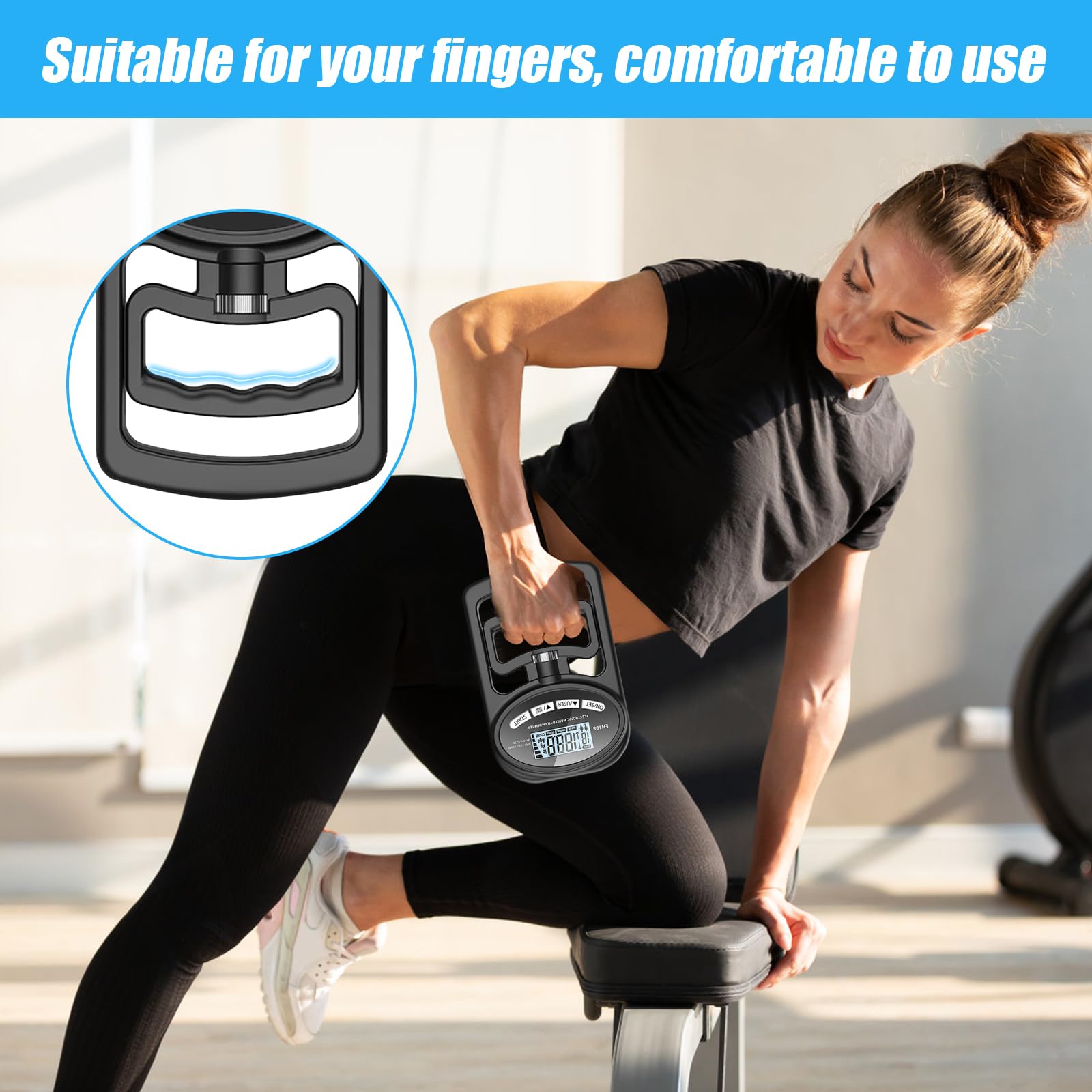 Medidor digital de mano de 264 lb/120 kg, dinamómetro digital de mano, medidor de fuerza de agarre electrónico, medición de fuerza de agarre con pantalla LED (negro)