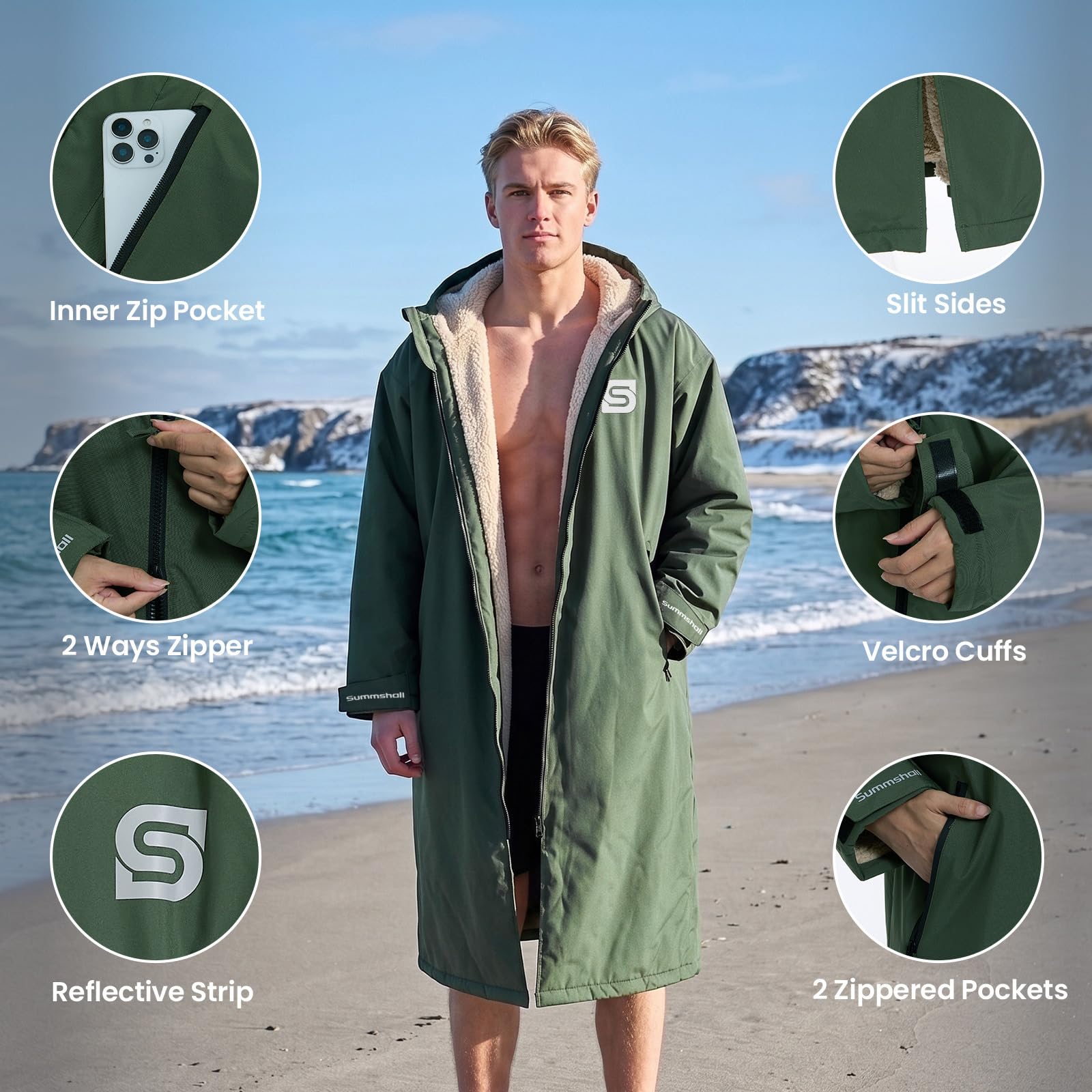 Parka de natación impermeable para niños, jóvenes y adultos