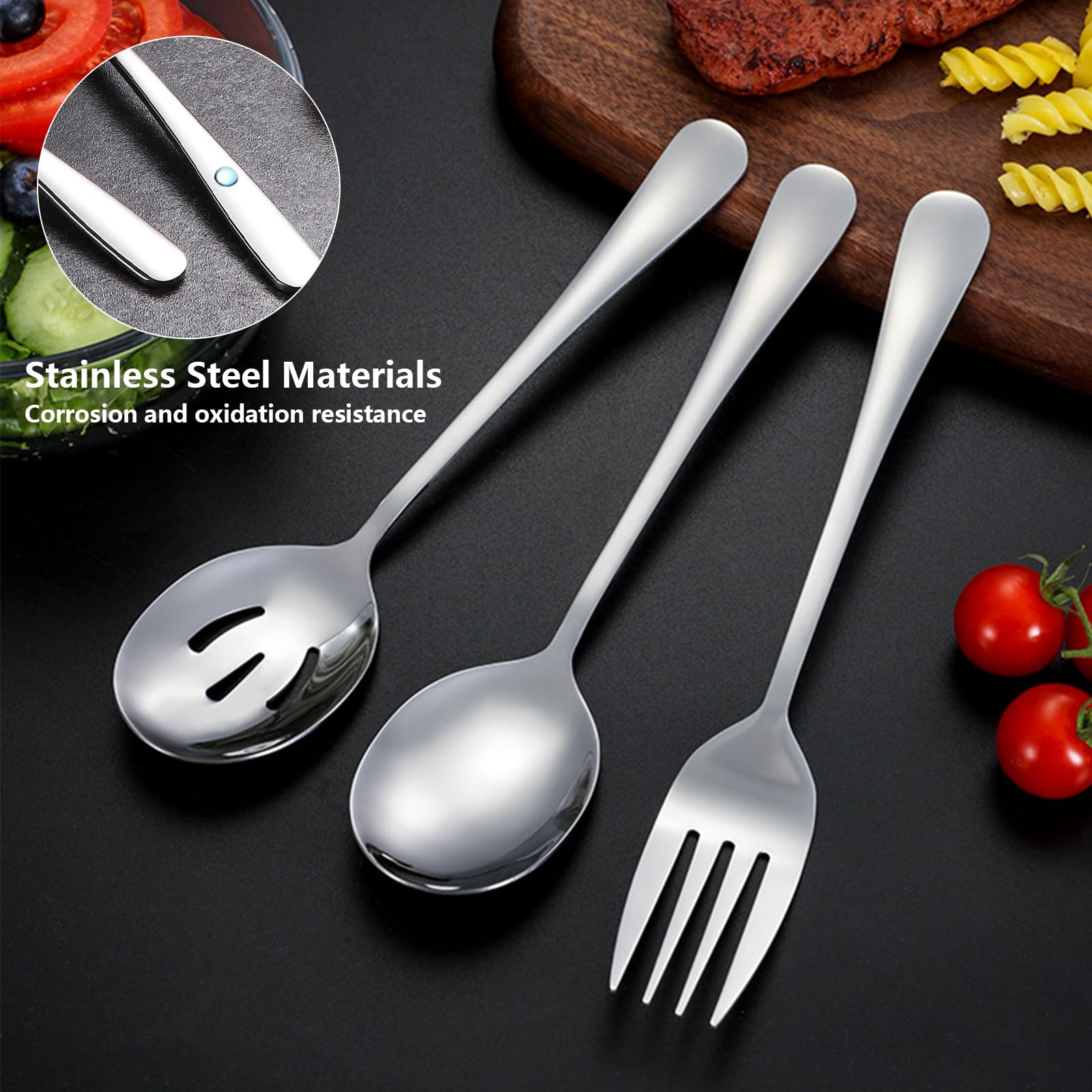 Lot de 4 cuillères de service en acier inoxydable pour buffet, traiteur