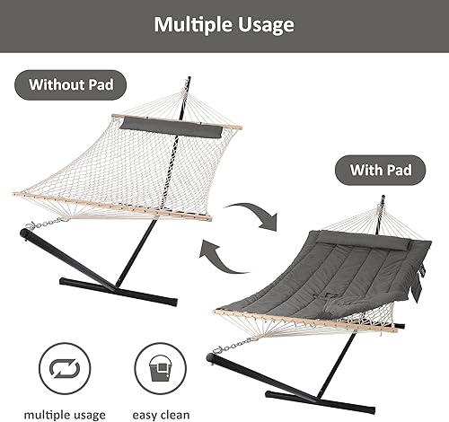 Miniatura 4 de SUNCREAT Hamaca de cuerda con soporte y cubierta de lluvia