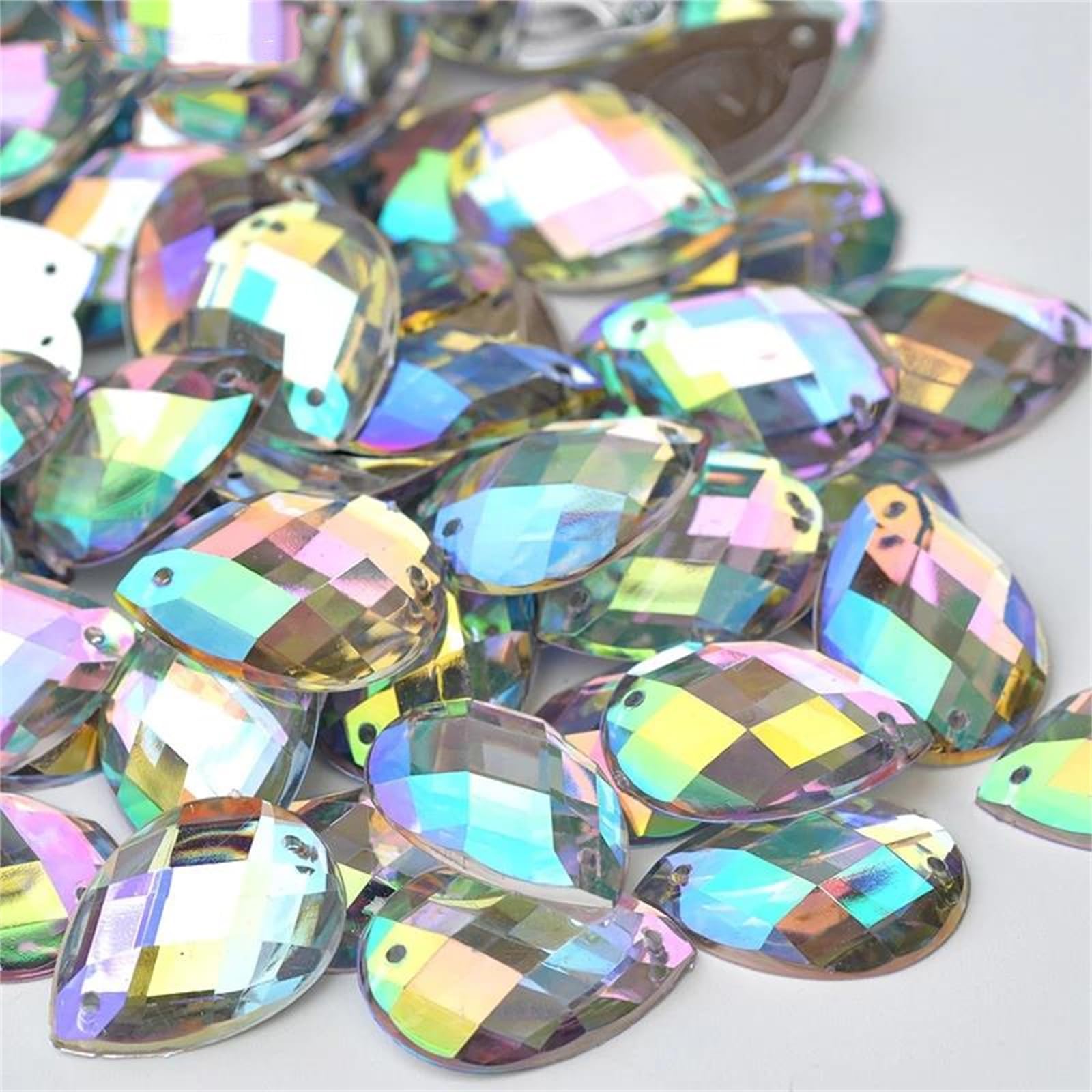 Vogrtcc 200 szt. 13 x 18 mm Ab łezka płaskie plecy akrylowe przyszyte stras szycie kryształowe kamienie diamenty na ubrania sukienka rzemiosło